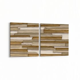 Olla 12043K2Y Ahşap Desen Görseli Kare 2 Parça Yatay 65x30 cm Kanvas Tablo