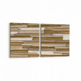 Olla 12043K2Y Ahşap Desen Görseli Kare 2 Parça Yatay 65x30 cm Kanvas Tablo