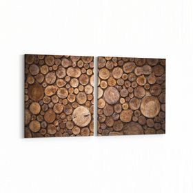 Olla 12044K2Y Ahşap Desen Görseli Kare 2 Parça Yatay 65x30 cm Kanvas Tablo