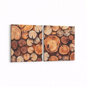 Olla 12046K2Y Ahşap Desen Görseli Kare 2 Parça Yatay 65x30 cm Kanvas Tablo