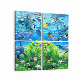 Olla 12083K4 Akvaryum Balık Görseli Kare 4 Parça 65x65 cm Kanvas Tablo
