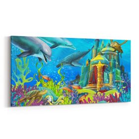 Olla 12084YD Akvaryum Balık Görseli Yatay Dar 60x30 cm Kanvas Tablo