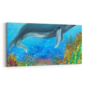 Olla 12085YD Akvaryum Balık Görseli Yatay Dar 60x30 cm Kanvas Tablo