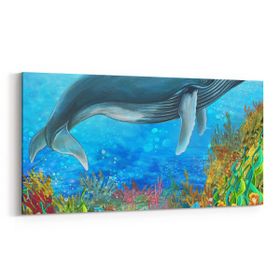 Olla 12085YD Akvaryum Balık Görseli Yatay Dar 60x30 cm Kanvas Tablo