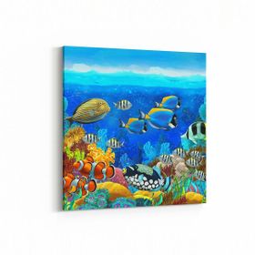 Olla 12087K Akvaryum Balık Görseli Kare 25x25 cm Kanvas Tablo