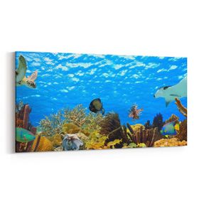 Olla 12097YD Akvaryum Balık Görseli Yatay Dar 60x30 cm Kanvas Tablo