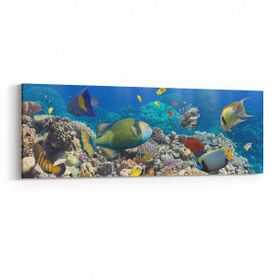Olla 12098YI Akvaryum Balık Görseli Yatay İnce 90x30 cm Kanvas Tablo