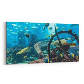 Olla 12107YD Akvaryum Balık Görseli Yatay Dar 60x30 cm Kanvas Tablo