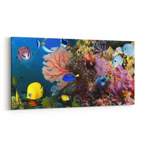 Olla 12109YD Akvaryum Balık Görseli Yatay Dar 60x30 cm Kanvas Tablo