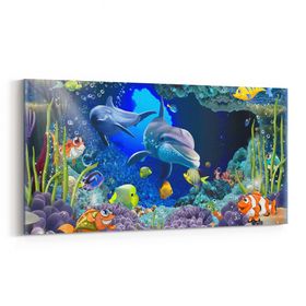 Olla 12110YD Akvaryum Balık Görseli Yatay Dar 60x30 cm Kanvas Tablo