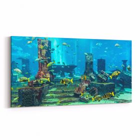 Olla 12114YD Akvaryum Balık Görseli Yatay Dar 60x30 cm Kanvas Tablo