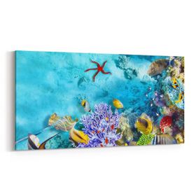 Olla 12129YD Akvaryum Balık Görseli Yatay Dar 60x30 cm Kanvas Tablo
