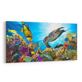 Olla 12133YD Akvaryum Balık Görseli Yatay Dar 60x30 cm Kanvas Tablo