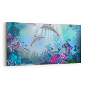 Olla 12134YD Akvaryum Balık Görseli Yatay Dar 60x30 cm Kanvas Tablo
