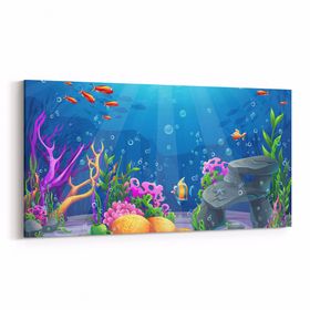 Olla 12146YD Akvaryum Balık Görseli Yatay Dar 60x30 cm Kanvas Tablo