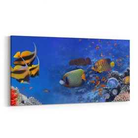 Olla 12149YD Akvaryum Balık Görseli Yatay Dar 60x30 cm Kanvas Tablo