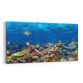 Olla 12159YD Akvaryum Balık Görseli Yatay Dar 60x30 cm Kanvas Tablo
