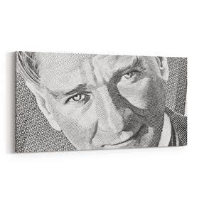 Olla 12417YD Mustafa Kemal Atatürk Yatay Dar 60x30 cm Kanvas Tablo