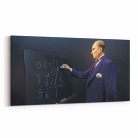 Olla 12420YD Mustafa Kemal Atatürk Yatay Dar 60x30 cm Kanvas Tablo