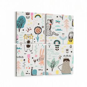 Olla 12701K4 Çocuk Odası Görseli 4 Parça 65x65 cm Kanvas Tablo