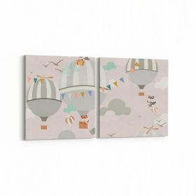 Olla 12705K2Y Çocuk Odası Görseli 2 Parça Yatay 65x30 cm Kanvas Tablo
