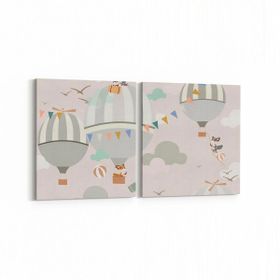 Olla 12705K2Y Çocuk Odası Görseli 2 Parça Yatay 65x30 cm Kanvas Tablo