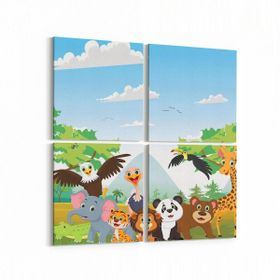 Olla 12706K4 Çocuk Odası Görseli 4 Parça 65x65 cm Kanvas Tablo