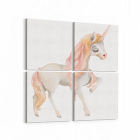 Olla 12713K4 Çocuk Odası Görseli 4 Parça 65x65 cm Kanvas Tablo