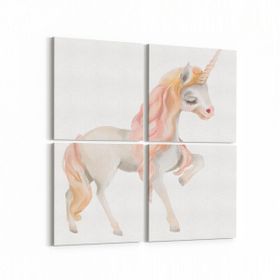 Olla 12713K4 Çocuk Odası Görseli 4 Parça 65x65 cm Kanvas Tablo