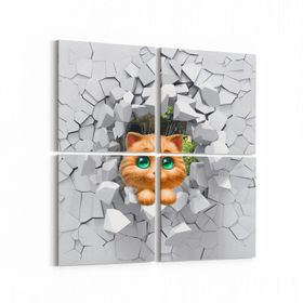 Olla 12724K4 Çocuk Odası Görseli 4 Parça 65x65 cm Kanvas Tablo