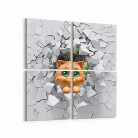 Olla 12724K4 Çocuk Odası Görseli 4 Parça 65x65 cm Kanvas Tablo