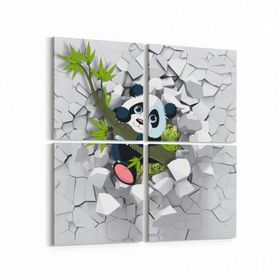 Olla 12726K4 Çocuk Odası Görseli 4 Parça 65x65 cm Kanvas Tablo