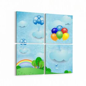 Olla 12732K4 Çocuk Odası Görseli 4 Parça 65x65 cm Kanvas Tablo