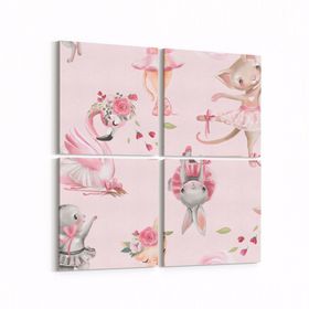 Olla 12733K4 Çocuk Odası Görseli 4 Parça 65x65 cm Kanvas Tablo