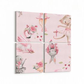 Olla 12733K4 Çocuk Odası Görseli 4 Parça 65x65 cm Kanvas Tablo