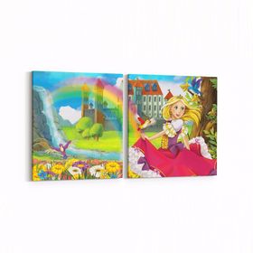 Olla 12734K2Y Çocuk Odası Görseli 2 Parça Yatay 65x30 cm Kanvas Tablo