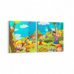 Olla 12735K2Y Çocuk Odası Görseli 2 Parça Yatay 65x30 cm Kanvas Tablo