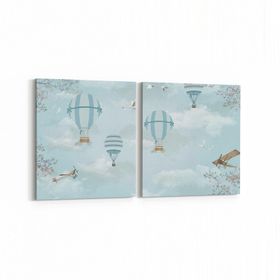 Olla 12736K2Y Çocuk Odası Görseli 2 Parça Yatay 65x30 cm Kanvas Tablo