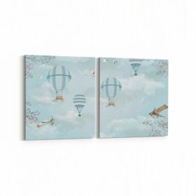 Olla 12736K2Y Çocuk Odası Görseli 2 Parça Yatay 65x30 cm Kanvas Tablo