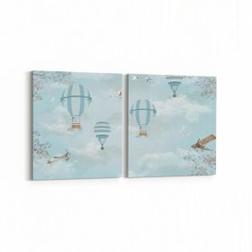 Olla 12736K2Y Çocuk Odası Görseli 2 Parça Yatay 65x30 cm Kanvas Tablo