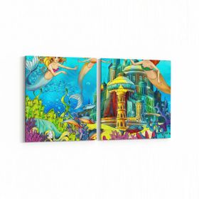Olla 12739K2Y Çocuk Odası Görseli 2 Parça Yatay 65x30 cm Kanvas Tablo