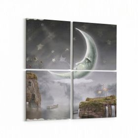 Olla 12740K4 Çocuk Odası Görseli 4 Parça 65x65 cm Kanvas Tablo