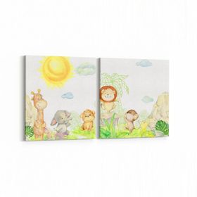 Olla 12744K2Y Çocuk Odası Görseli 2 Parça Yatay 65x30 cm Kanvas Tablo