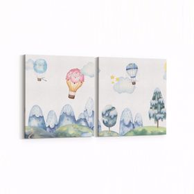 Olla 12746K2Y Çocuk Odası Görseli 2 Parça Yatay 65x30 cm Kanvas Tablo