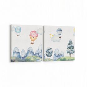 Olla 12746K2Y Çocuk Odası Görseli 2 Parça Yatay 65x30 cm Kanvas Tablo