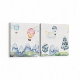 Olla 12746K2Y Çocuk Odası Görseli 2 Parça Yatay 65x30 cm Kanvas Tablo
