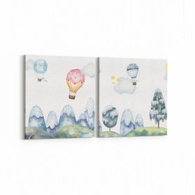 Olla 12746K2Y Çocuk Odası Görseli 2 Parça Yatay 65x30 cm Kanvas Tablo