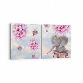 Olla 12748K2Y Çocuk Odası Görseli 2 Parça Yatay 65x30 cm Kanvas Tablo