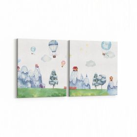 Olla 12750K2Y Çocuk Odası Görseli 2 Parça Yatay 65x30 cm Kanvas Tablo