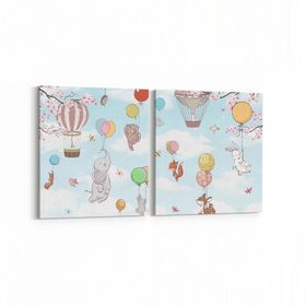 Olla 12751K2Y Çocuk Odası Görseli 2 Parça Yatay 65x30 cm Kanvas Tablo